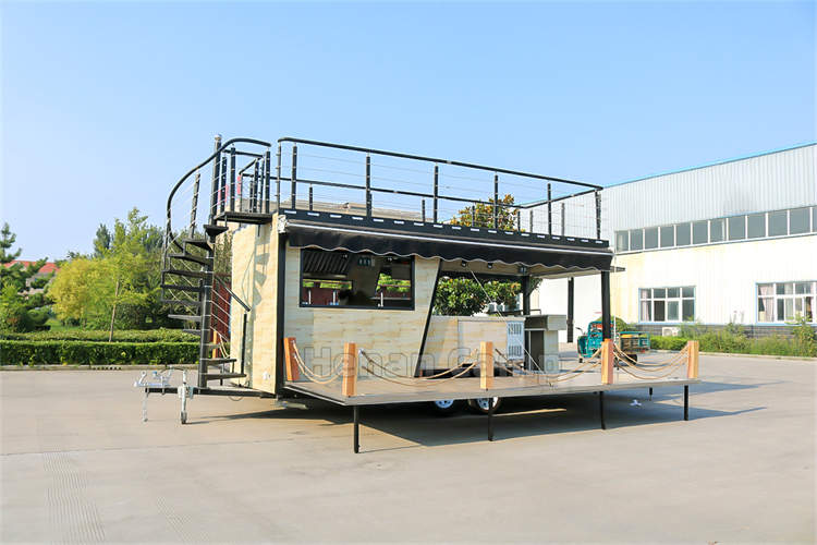 Folding Coffee Truck Two Story Mobile Food Trailer Double Decker