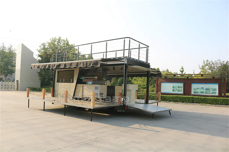 Folding Coffee Truck Two Story Mobile Food Trailer Double Decker