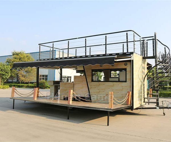 Folding Coffee Truck Two Story Mobile Food Trailer Double Decker